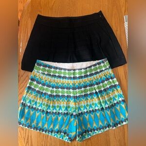 J Crew Womens Size 00 Linen Blend Pleated Paper bag Style Shorts Geometric & Blk